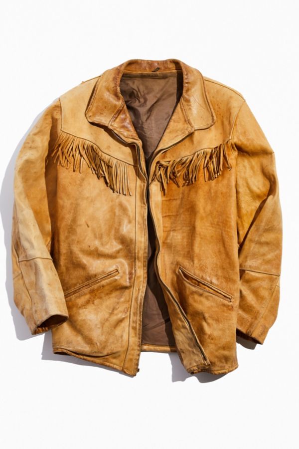 Vintage Leather Fringe Jacket Urban Outfitters