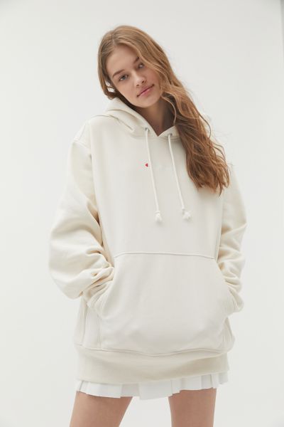 champion & uo reverse weave hoodie sweatshirt cream