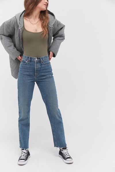 high waisted slim straight jeans