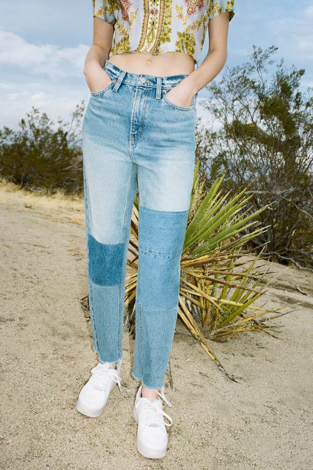 BDG High-Waisted Slim Straight Jean - Patchwork Denim | Urban Outfitters