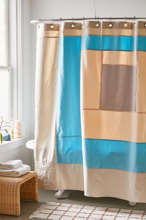 Slide View: 1: Quiet Town Marfa Colorblock Shower Curtain
