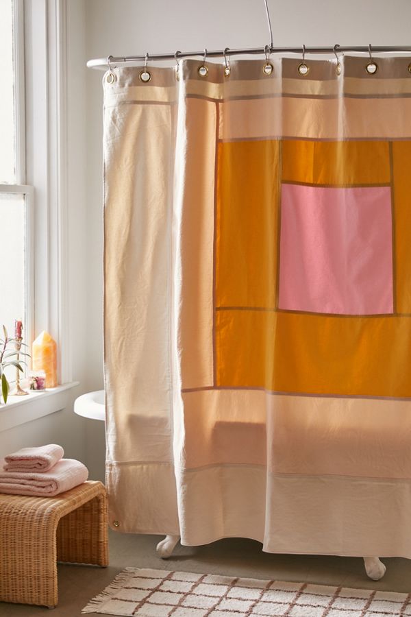 Slide View: 1: Quiet Town Marfa Colorblock Shower Curtain
