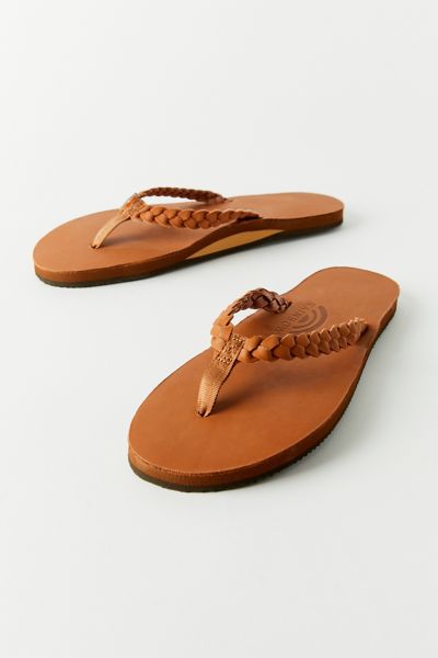 rainbow single layer leather flip flop