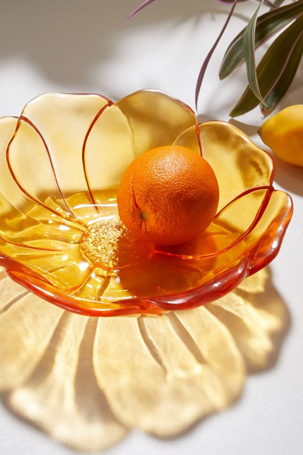 Slide View: 1: Resin Flower Serving Dish