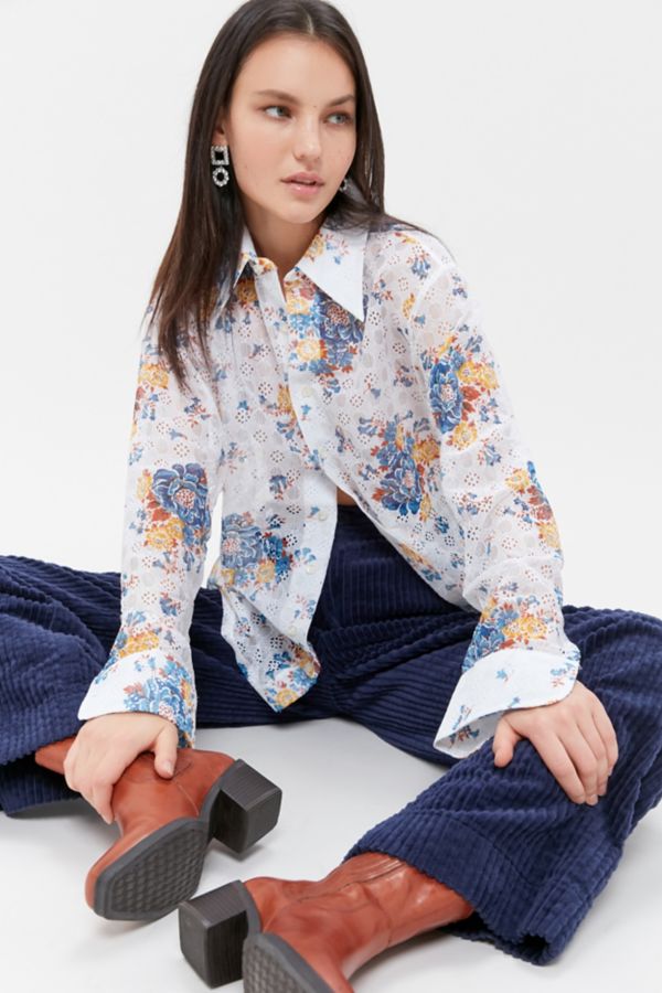 Slide View: 1: Urban Renewal Vintage Lace Button-Down Top  