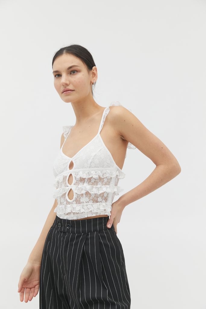 I.AM.GIA Serenity Lace Ruffle Cropped Top | Urban Outfitters