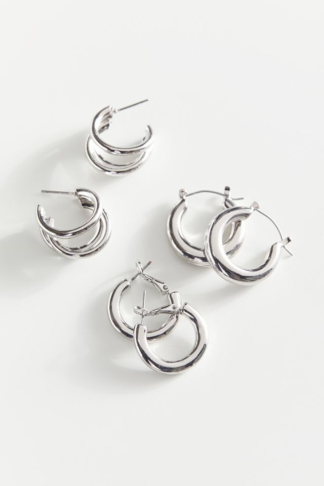 Everyday Mini Silver Hoop Earring Set Urban Outfitters