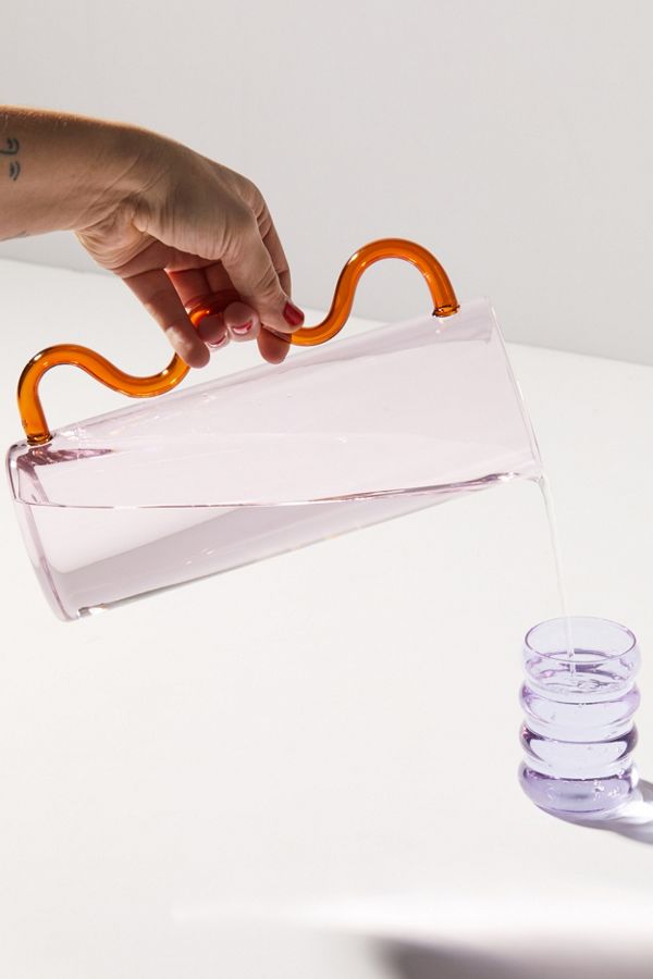 Slide View: 1: Sophie Lou Jacobsen Wave Glass Pitcher