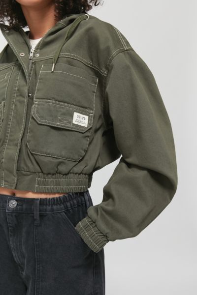 green hooded utility jacket