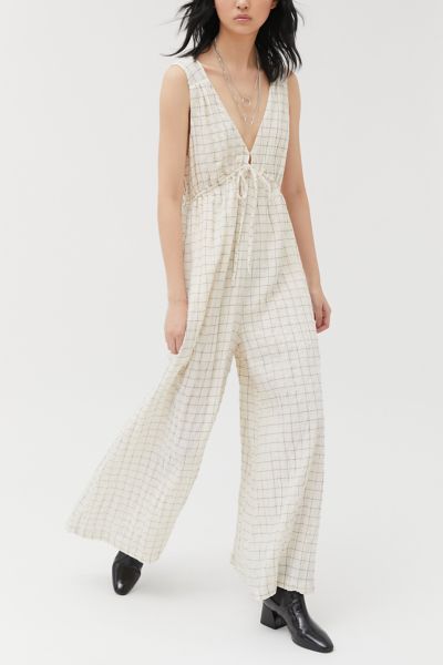 plunge jumpsuit wide leg