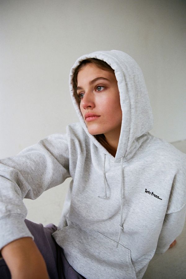 iets frans… Embroidered Grey Hoodie Sweatshirt | Urban Outfitters