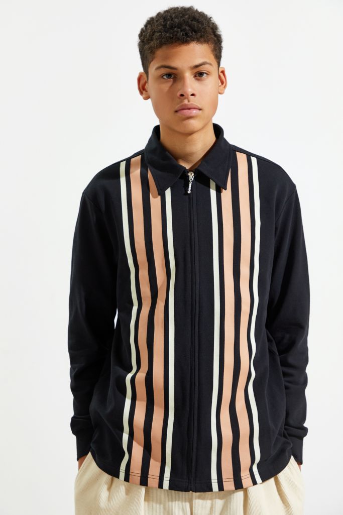 UO Full-Zip Pique Long Sleeve Polo Shirt | Urban Outfitters Canada