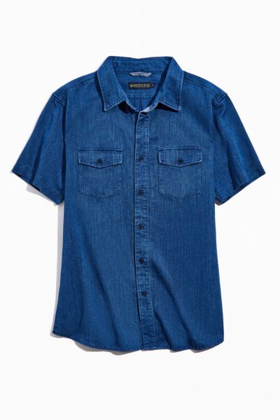 blue denim button down shirt