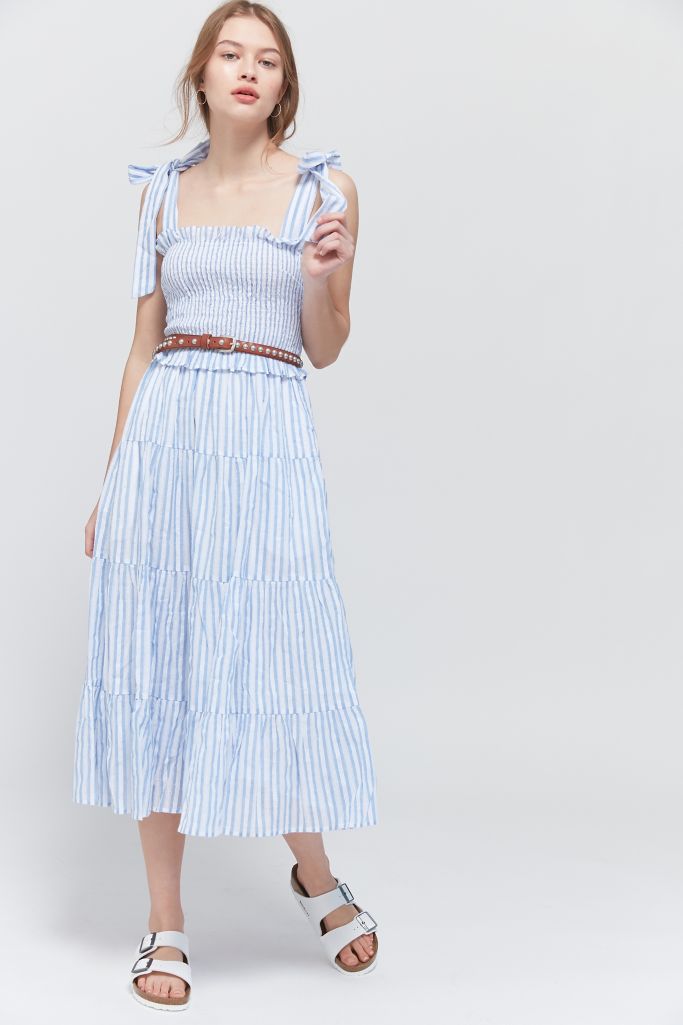 Dress Forum Smocked Tiered Midi Dress Urban Outfitters 