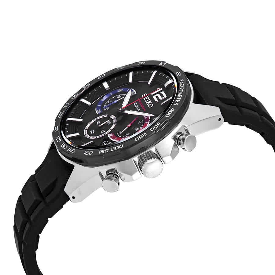 Slide View: 2: Seiko Chronograph Quartz Black Dial Men's Watch SSB347