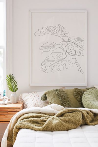 Nadja Line Art Monstera Leaves Art Print | Urban Outfitters