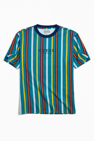 yellow and blue striped guess shirt