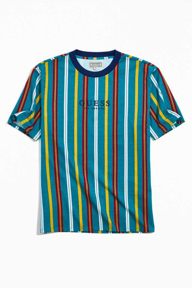 GUESS Teal Party Stripe Tee | Urban Outfitters
