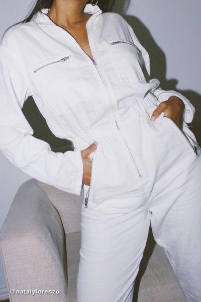 white coverall jumpsuit