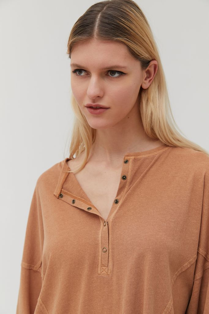 Out From Under Peaches Oversized Henley Top Urban Outfitters Canada