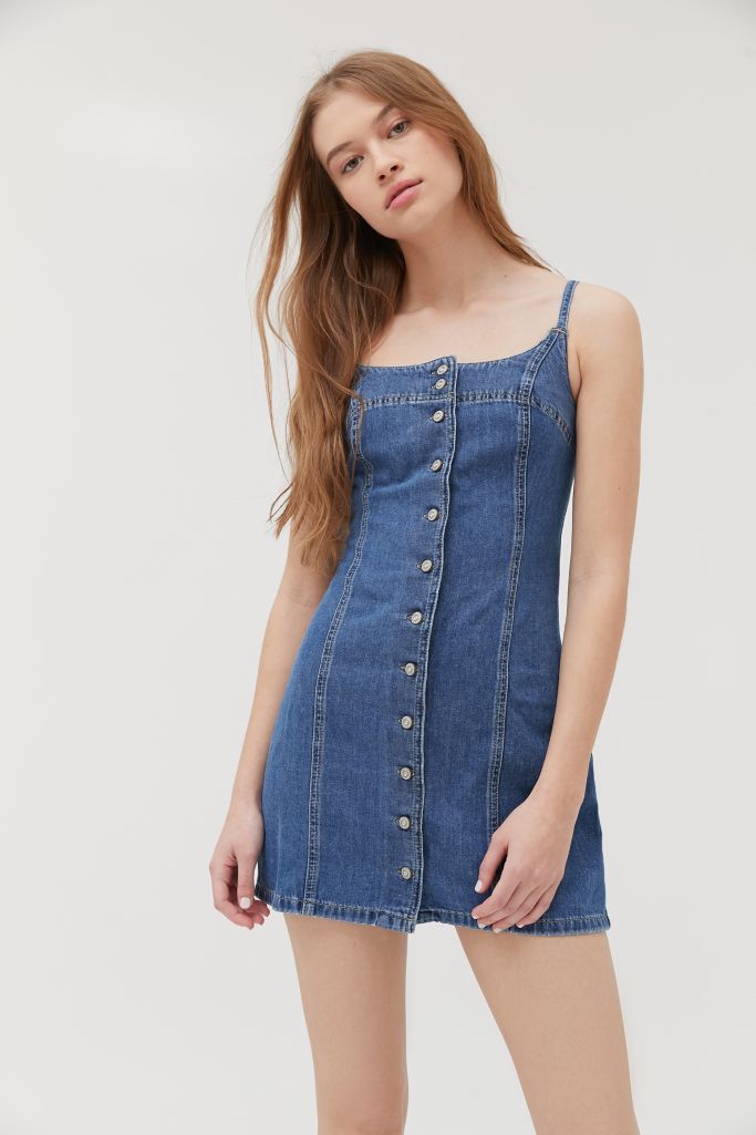 BDG Granda Denim Button-Front Mini Dress | Urban Outfitters