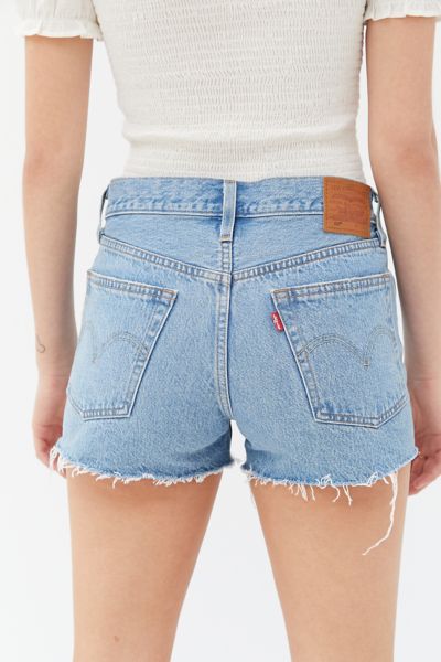 501 light wash distressed denim cutoff shorts levi's