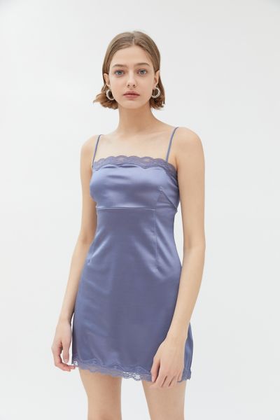 lace trim satin dress