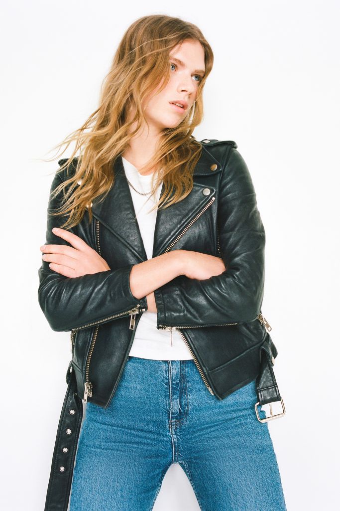 Uo Belted Leather Biker | Urban Outfitters Canada