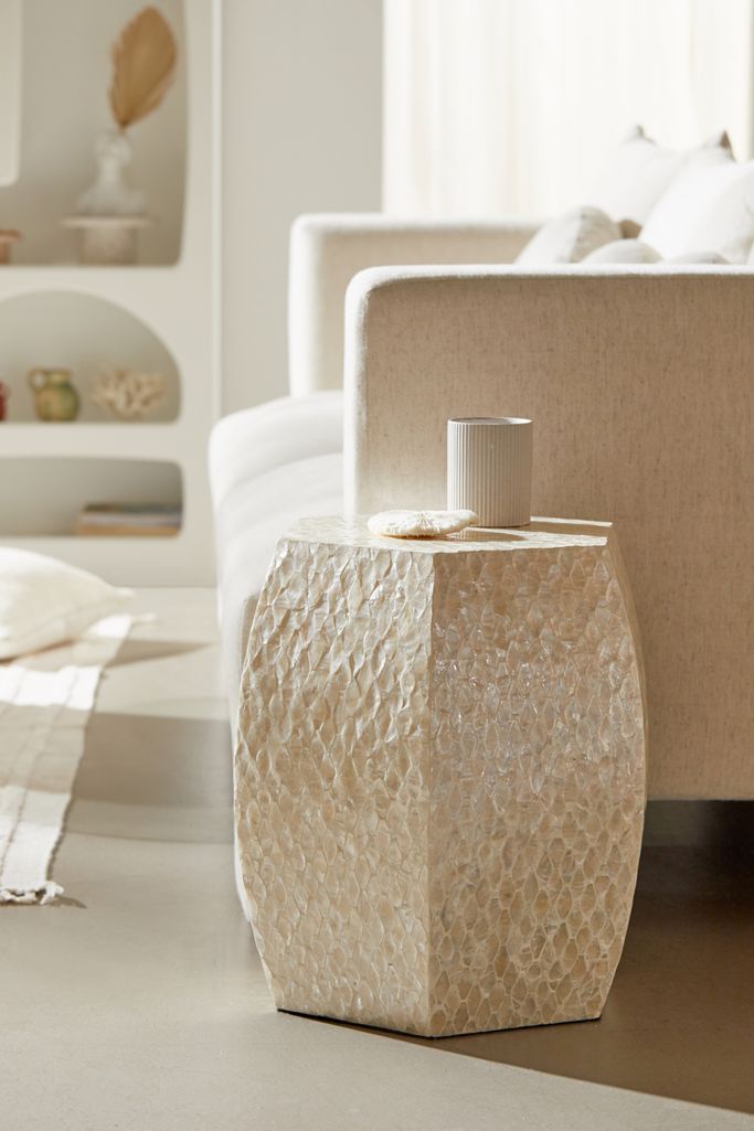 Hexagon Capiz Side Table Urban Outfitters