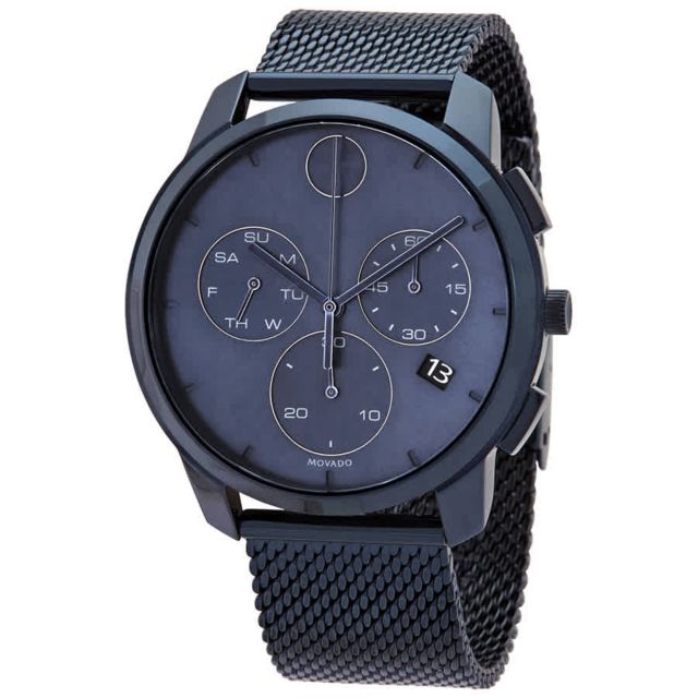 Movado Bold Thin Chronograph Quartz Blue Dial Men's Watch 3600633 ...