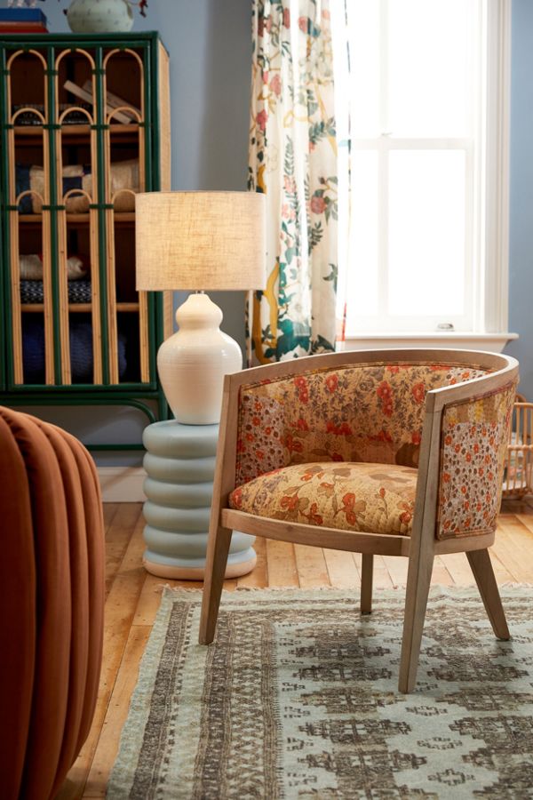 Slide View: 1: Mixed Floral Print Upholstered Chair