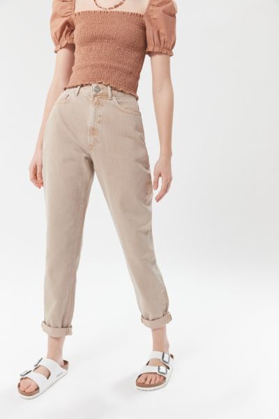 high waisted khaki mom jeans