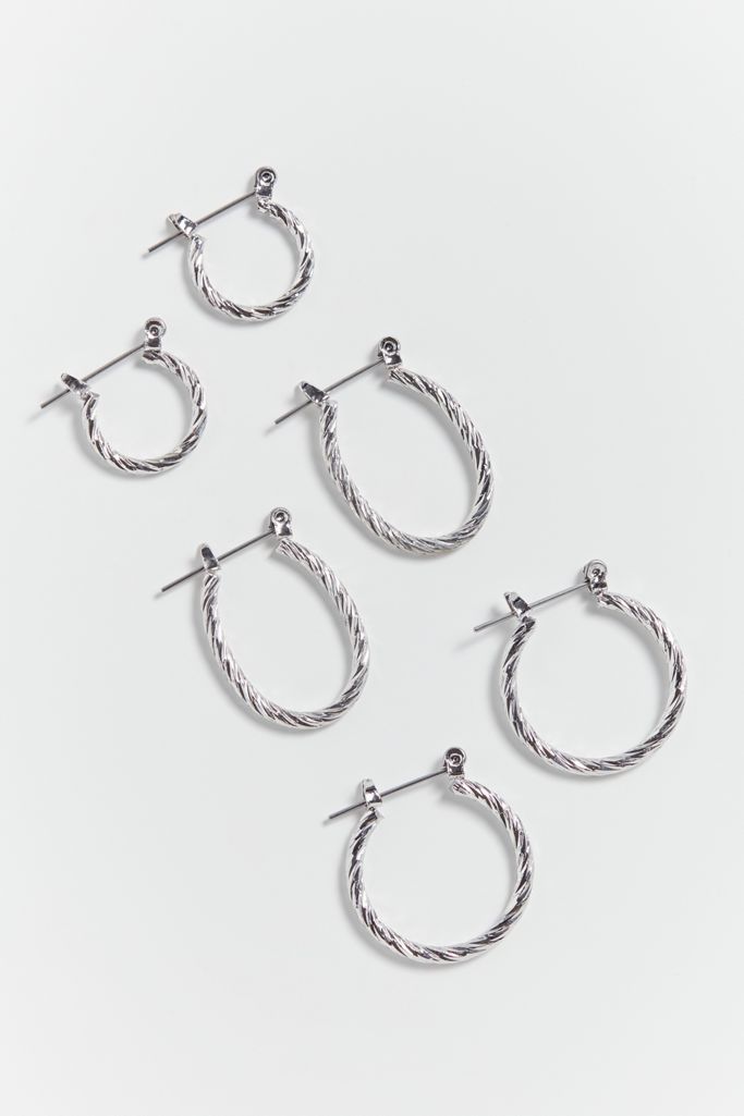 DiamondCut Hoop Earring Set Urban Outfitters