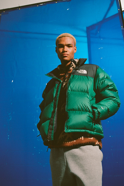 dark green north face puffer jacket