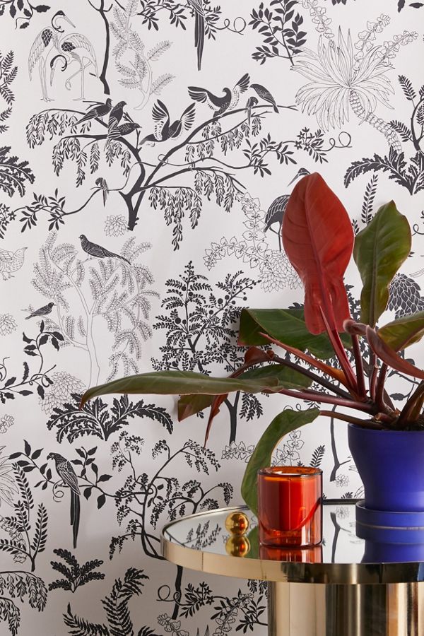Slide View: 1: Birds In Trees Toile Removable Wallpaper