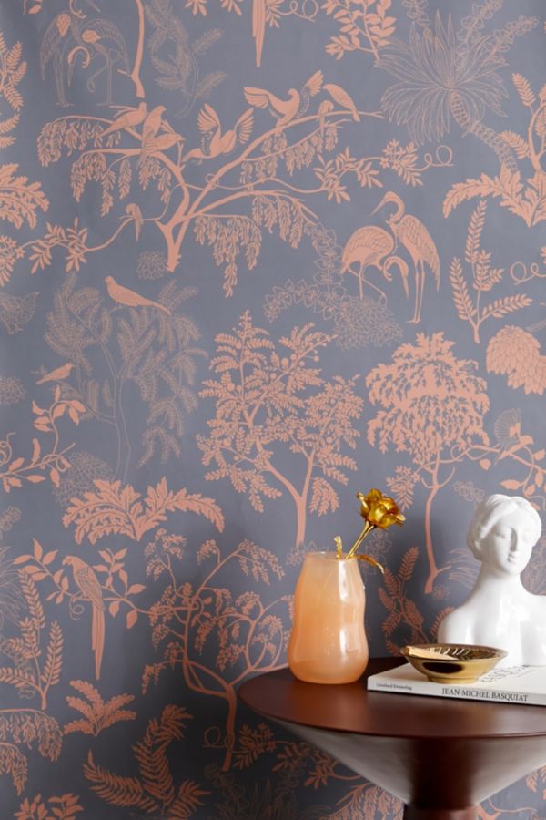 Slide View: 1: Birds In Trees Toile Removable Wallpaper