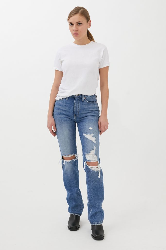 BDG Mid-Rise Bootcut Jean – Destroyed Medium Wash | Urban Outfitters