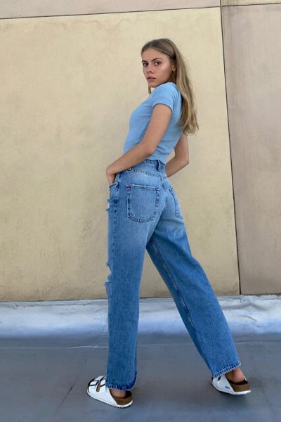 high waisted straight leg jeans