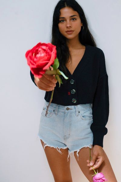 high waisted cheeky denim shorts