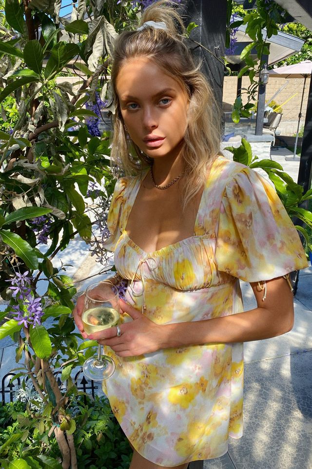 For Love Lemons Zinna Floral Mini Dress Urban Outfitters