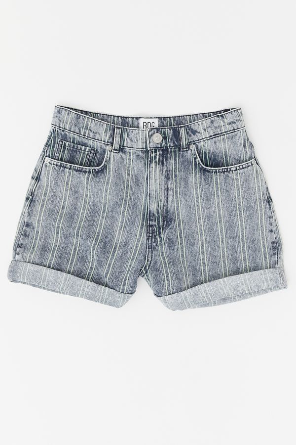 Bdg High Waisted Mom Short Striped Acid Wash Urban Outfitters 