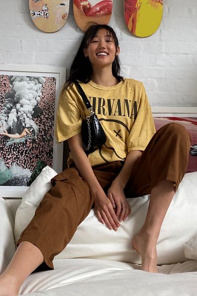 UO Kinley Linen High-Waisted Cargo Pant