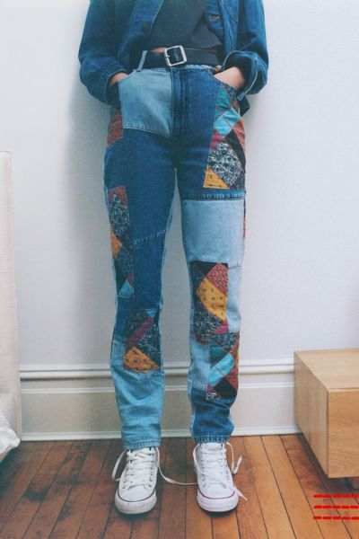 BDG High-Waisted Mom Jean – Patchwork Denim | Urban Outfitters
