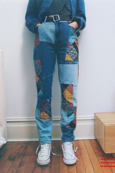 colorful patchwork jeans