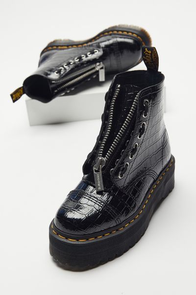 sinclair patent croc embossed platform boots