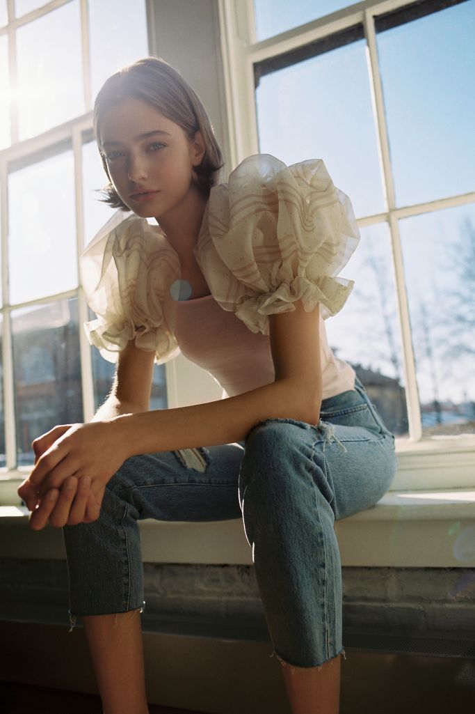 Kristin Mallison Organza Puff Sleeve Top | Urban Outfitters