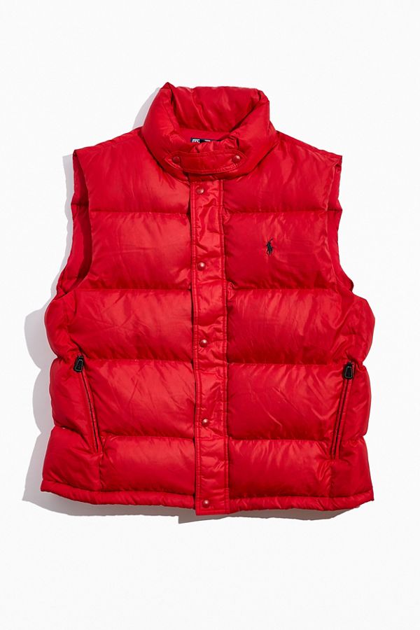 Vintage Polo Ralph Lauren Red Puffer Vest Urban Outfitters
