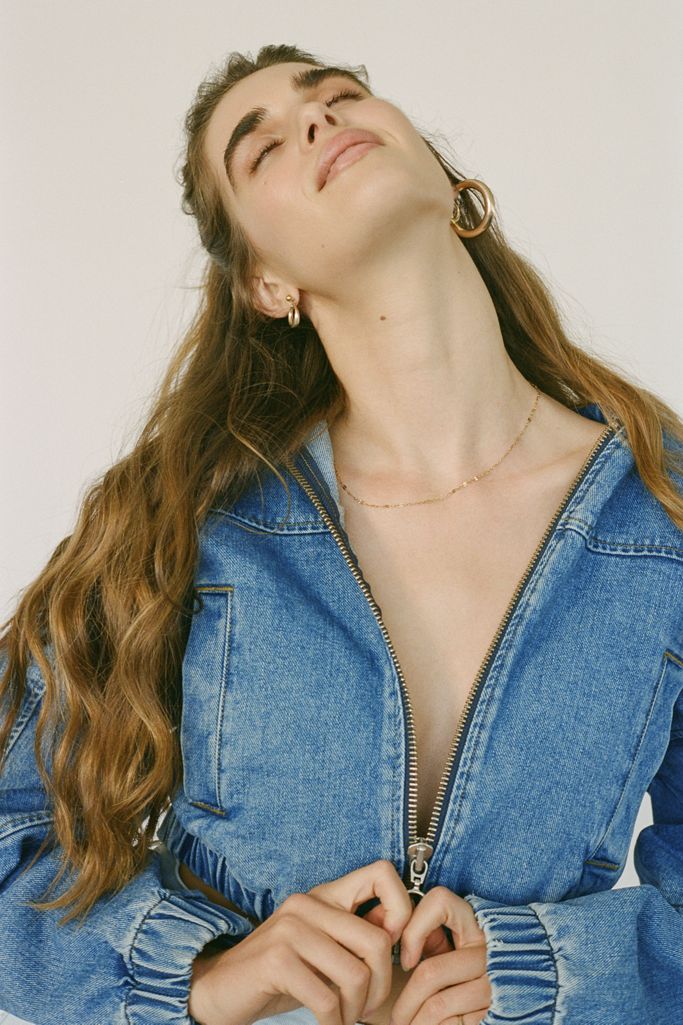 BDG Denim Hooded Bomber Jacket Urban Outfitters