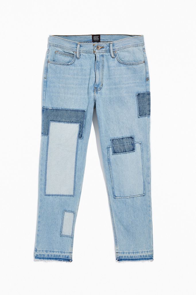 g Dad Jean Blue Patchwork Urban Outfitters