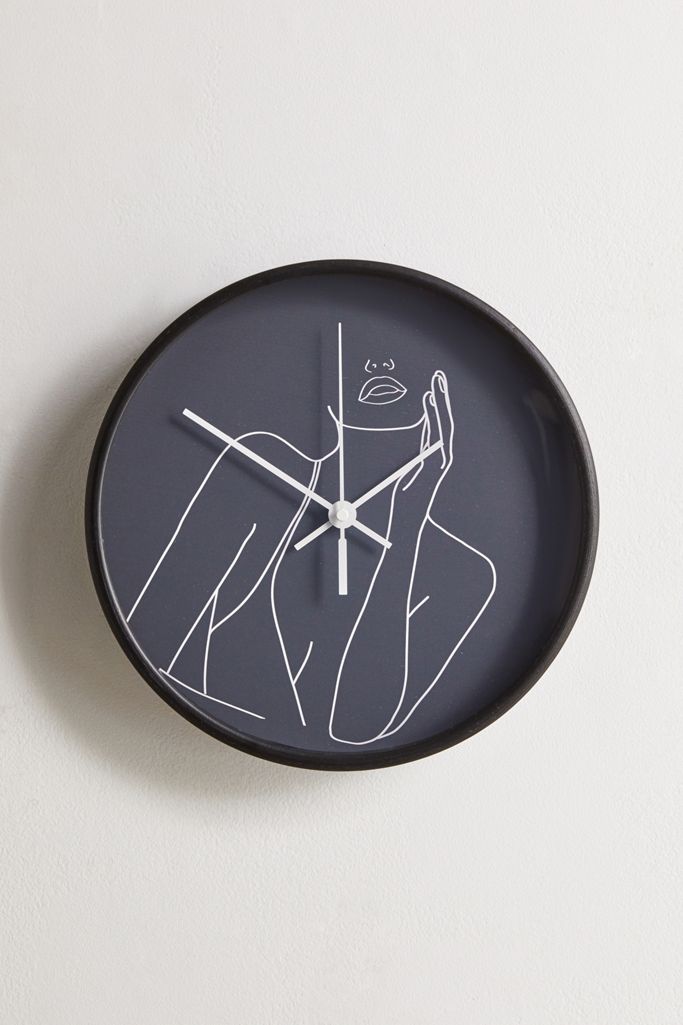 Line Art Woman Wall Clock Urban Outfitters